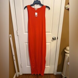 Rainbow Vibrant Orange Sleeveless Maxi Dress